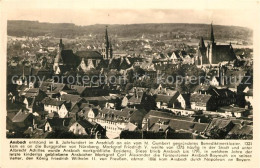 73271999 Ansbach Mittelfranken Stadtpanorama Franckh Chronik Karte Ansbach Mitte - Ansbach