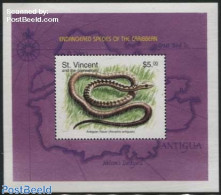 Saint Vincent 1998 Endangered Animals S/s, Alsophis Antiguae, Mint NH, Nature - Animals (others & Mixed) - Snakes - St.Vincent (1979-...)