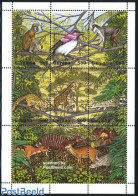 Guyana 1995 African Fauna 9v M/s, Mint NH, Nature - Animals (others & Mixed) - Birds - Giraffe - Monkeys - Guyana (1966-...)