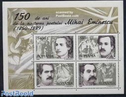 Romania 2000 Eminescu Birthday S/s, Mint NH, Art - Authors - Unused Stamps