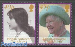 British Antarctica 2002 Queen Mother 2v, Mint NH, History - Kings & Queens (Royalty) - Familles Royales