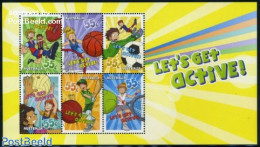 Australia 2009 Lets Get Active 6v M/s, Mint NH, Sport - Basketball - Cricket - Football - Rugby - Sport (other And Mix.. - Unused Stamps