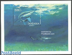 Tanzania 1999 Blue Shark S/s, Mint NH, Nature - Fish - Sharks - Pesci
