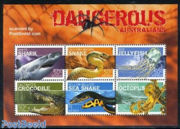 Australia 2006 Dangerous Australians 6v M/s, Mint NH, Nature - Animals (others & Mixed) - Crocodiles - Fish - Reptiles.. - Unused Stamps