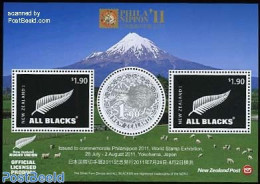New Zealand 2011 Philanippon S/s, Mint NH, Nature - Sport - Various - Birds - Rugby - Philately - Round-shaped Stamps - Ongebruikt