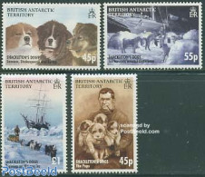 British Antarctica 2005 Shackletons Dogs 4v, Mint NH, Nature - Science - Transport - Dogs - The Arctic & Antarctica - .. - Barcos