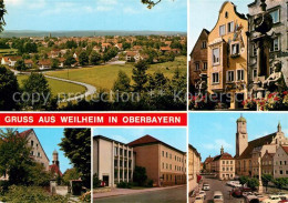 73271847 Weilheim Oberbayern Panorama Brunnen Schule Kirche Weilheim Oberbayern - Weilheim