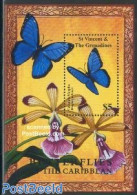 Saint Vincent 2001 Common Morpho S/s, Mint NH, Nature - Butterflies - Flowers & Plants - Orchids - St.Vincent (1979-...)