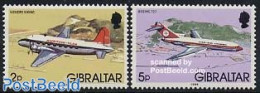 Gibraltar 1986 Definitives 2v, Aeroplanes With Year 1986, Mint NH, Transport - Aircraft & Aviation - Aviones