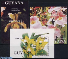 Guyana 1991 Swiss Federation, Orchids 3 S/s, Mint NH, Nature - Flowers & Plants - Orchids - Guyana (1966-...)