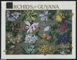 Guyana 1990 Orchids 16v M/s, Mint NH, Nature - Flowers & Plants - Orchids - Guiana (1966-...)