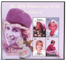 Saint Vincent & The Grenadines 2003 Bequia, Princess Diana 4v M/s, Mint NH, History - Charles & Diana - Kings & Queens.. - Königshäuser, Adel