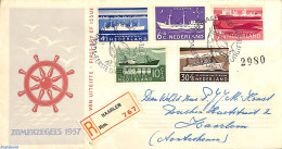 Netherlands 1957 Ships 5v, FDC. Closed Flap, First Day Cover, Transport - Ships And Boats - Covers & Documents