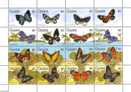 Guyana 1990 Butterflies 16v M/s, Mint NH, Nature - Butterflies - Guiana (1966-...)