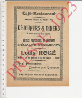 Publicité 1923 Louis Rogé Café-Restaurant (ancienne Maison Nolot) Troyes Huitres Portugaises Spécialité D'Escargots - Ohne Zuordnung