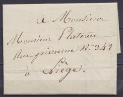 L. Datée 24 Avril 1827 De BRUXELLES Pour Joseph Plateau (physicien, Mathématicien, Inventeur) à LIEGE - 1815-1830 (Periodo Holandes)