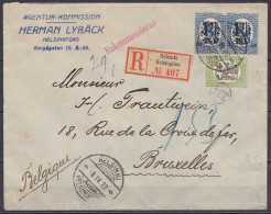 Finlande - Env. Recommandée Affr. 5M Càpt "HELSINKI /-8.IV.1922/ HELSINGFORS" Pour BRUXELLES - Griffe "Rekommenderas" - Lettres & Documents