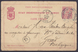 Congo Belge - EP CP 15c Oblit. "ETAT INDEPENDANT DU CONGO /POSTES/ MATADI" Càd (au Dos) BANANA /16 FEVR 1890 Pour GAND - - Enteros Postales