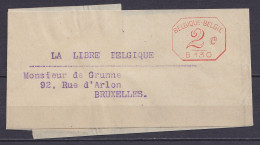 Bande De Journal "La Libre Belgique" Affr. Mécanique 2c Pour BRUXELLES - Storia Postale