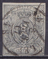 Belgique - N°22 Obl. Margé - 1c Gris Petit Lion Non-dent. 1866-67 - 1866-1867 Blasón