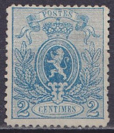 Belgique - N°24 (*) 2c Bleu Petit Lion Dentelé 1866-67 - Cote: 210€ - 1866-1867 Petit Lion (Kleiner Löwe)
