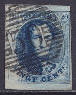 Belgique - N°7 Obl. 20c Médaillon Bleu Margé Avec Voisin - Manque D'impression à Gauche P50 GOSSELIES - 1851-1857 Medaillen (6/8)