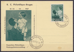 CP "R.C. Philatlique - Bruges / Exposition Philatélique - Reine Astrid Au Profit Des Pauvres Honteux Affr.N°449 Càd "BRU - Storia Postale