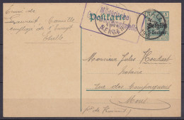 EP CP Postkarte 5c (type OC2) Càd ETALLE /13 X 1915 Pour MONS - Cachet Censure Allemande [Militärische Überwachungsstell - Occupazione Tedesca