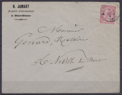 Env. "Agent D'affaires Jamart" Affr. N°46 (coin Manquant) Càd BURDINNE /1 AOUT 1888 Pour NOVILLE-LES-BOIS (au Dos: Càd A - 1884-1891 Leopold II