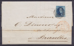 L. Affr. N°7 P112 Càd STAVELOT /23 JUIN 1859 Pour BRUXELLES (au Dos: Càd Arrivée BRUXELLES) - 1851-1857 Médaillons (6/8)