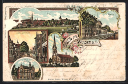 Lithographie Winsen A. L., Bahnhof, Lüneburgerstrasse, Neues Rathaus  - Winsen