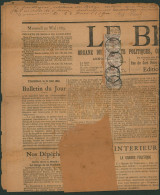 émission 1884 - N°44 En Bande De 4 Sur Journal Complet (fragilisé, LE BELGE, Bulletin Du Jour) çàd Tournai 21/5/1889 - 1884-1891 Leopold II.