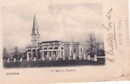 POONA        ST MARY' S CHURCH     PRECURSEUR   +  TIMBRES - Indien