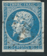 N°14 20c BLEU NAPOLEON TYPE 1 / OBLITERATION PC 3767 IND 28 (GALLIPOLI TURQUIE) !! / PLANCHAGE 45 G2 - 1853-1860 Napoléon III