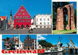 73270437 Greifswald Rathaus Dom St Nikolai Klosterrruine Eldena Hafen Giebelhaus - Greifswald