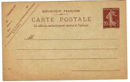 80152 -  SEMEUSE  20c, Brun - Cartes Postales Types Et TSC (avant 1995)