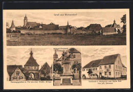 AK Merkendorf / Mfr., Festungsgraben Mit Tor, Gasthaus Zum Roten Ross J. Schwarz, Krieger-Denkmal  - Sonstige & Ohne Zuordnung