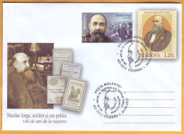 2021 Moldova Moldavie  150 Private FDC Nicolae Iorga - Politician, Writer, Public Figure, Romania - Moldavië