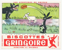 Buvard 15.8 X 12 Perforé Biscottes GRINGOIRE Les Aventures De Gringo Le Loup Et L'agneau 2 Poids Net à L'emballage 300gr - Bizcochos