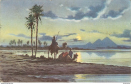 CPA Egypt-The Pyramids And Nile At Moonlight    L1652 - Andere & Zonder Classificatie