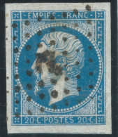 N°14 20c BLEU NAPOLEON TYPE 1 / OBLITERATION ANCRE / TB MARGES - 1853-1860 Napoléon III