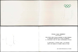 Carte Invitation D'Hubert Dubedout Réception Officielle Le 07-02-1968 X° Jeux Olympiques D'Hiver GRENOBLE 1968 - Andere & Zonder Classificatie
