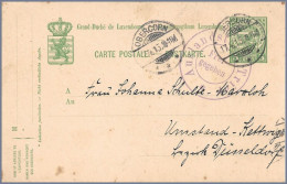 LUXEMBOURG - 1915 OBERCORN T-33 - 5c Arms Postal Card To Umstand-Kettwig, Germany. WW1 Censor. - Stamped Stationery