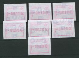 Timbres De Distributeurs - ATM107. Lot De 7 Vignettes Compris Entre 00,01e Et 1,00 Euros. - Mint