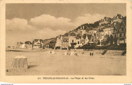 CPA Deauville-Trouville-La Plage Et Les Villas-411-Timbre    L2050 - Deauville