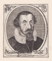 Reiholt Mühl - Reinhold Mühl (1581-1634) Dithmarschen Nürnberg Goldschmied Radierer Portrait - Prenten & Gravure