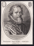 Mauritius Nassavius, Princeps Auriacus - Maurits Van Oranje (1576-1625) Moritz V. Oranien Nassau Dillenburg Ho - Prenten & Gravure
