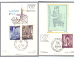 Österreich, 1977, Ersttag "25. Jahrestag D.Eröffng.d.Stephansd.", MiNr.1544-1546 Auf 2 Schmuckkartons Mit SStpl. (11308L - FDC