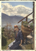 11656166 Tessin Ticino Frau Mit Blumenkorb Lugano - Autres & Non Classés