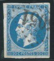 N°14 20c BLEU NAPOLEON TYPE 2 / OBLITERATION GC 5051 ORAN ALGERIE - 1853-1860 Napoléon III.